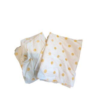 The Land Of Nod Twin Fitted & Flat Sheet Yellow Polka Dot Print Cotton